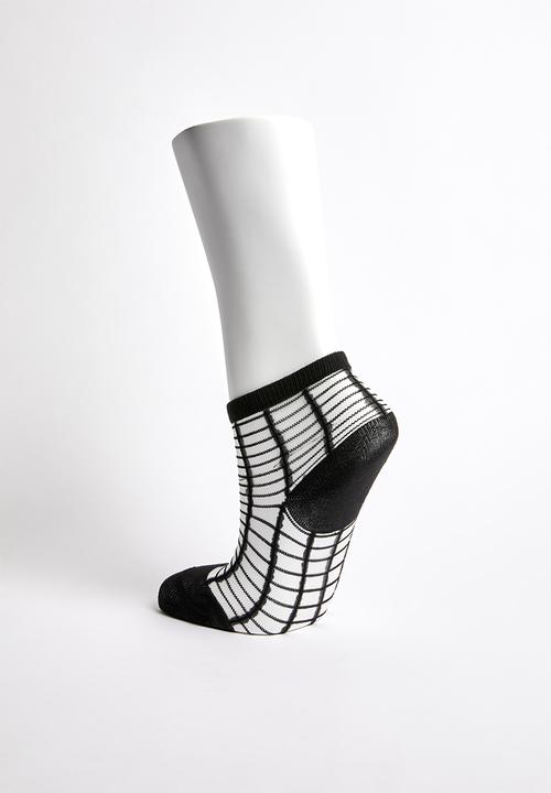 Superbalist - Check sheer socks - black 