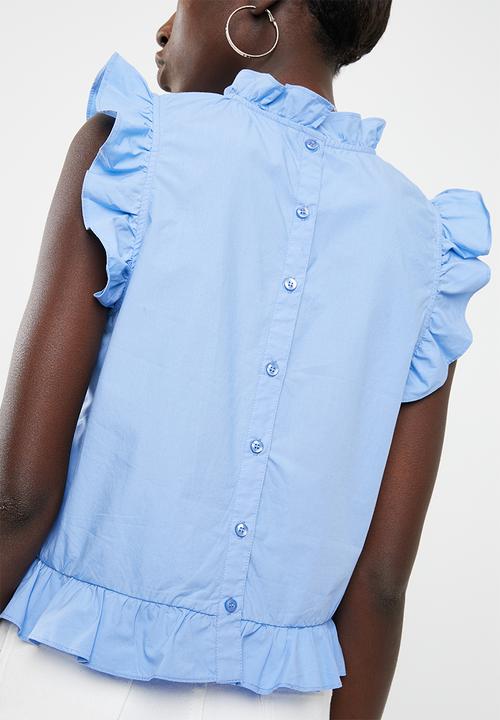 Vero Moda - Crisp frill top - blue