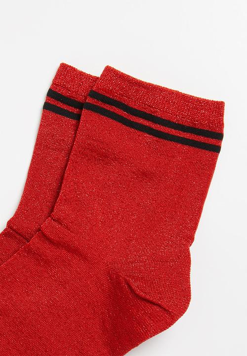 Superbalist - Sparkle ankle socks - red