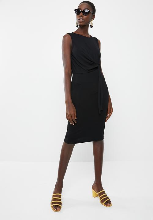 Vero Moda - Louisa knot short sleeve knee dress - black