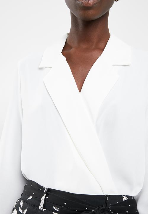 Vero Moda - Freya long sleeve shirt bodysuit - white