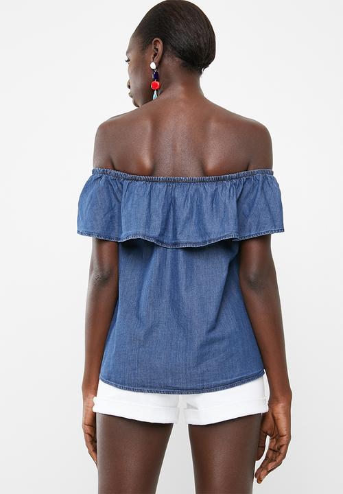 Vero Moda - Emilia chambray frill top - blue