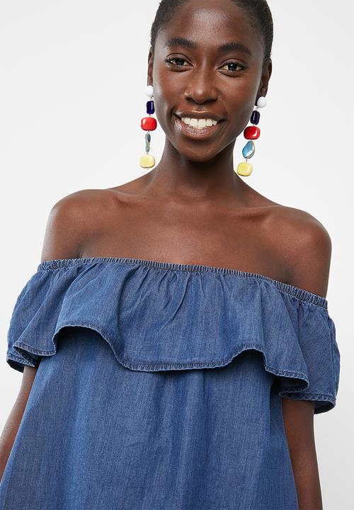 Vero Moda - Emilia chambray frill top - blue