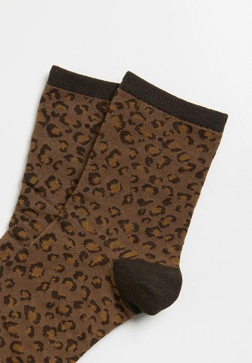 Superbalist - Animal print ankle socks - brown