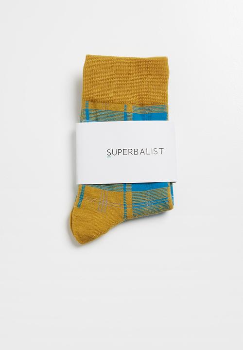 Superbalist - Check ankle socks - yellow