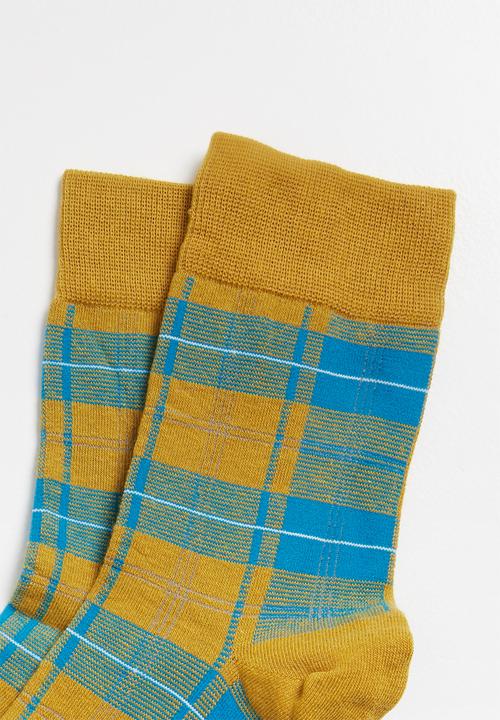 Superbalist - Check ankle socks - yellow