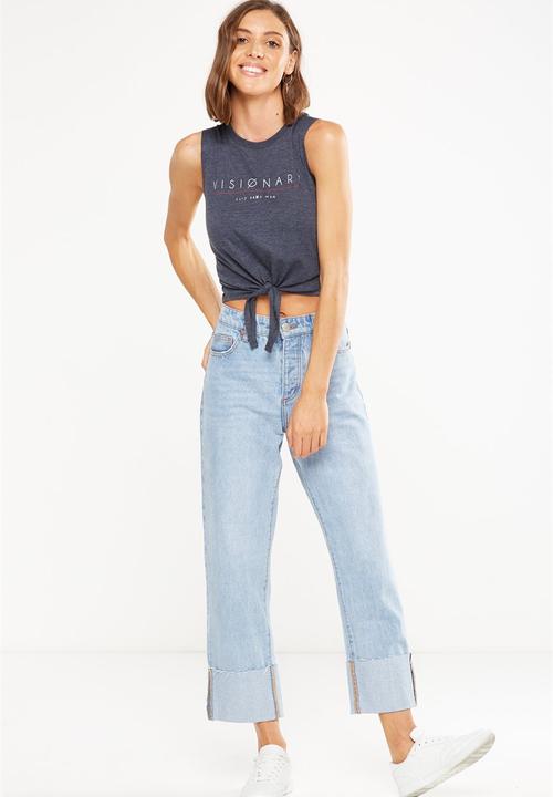 Cotton On - Tbar maeve tie front tank - blue