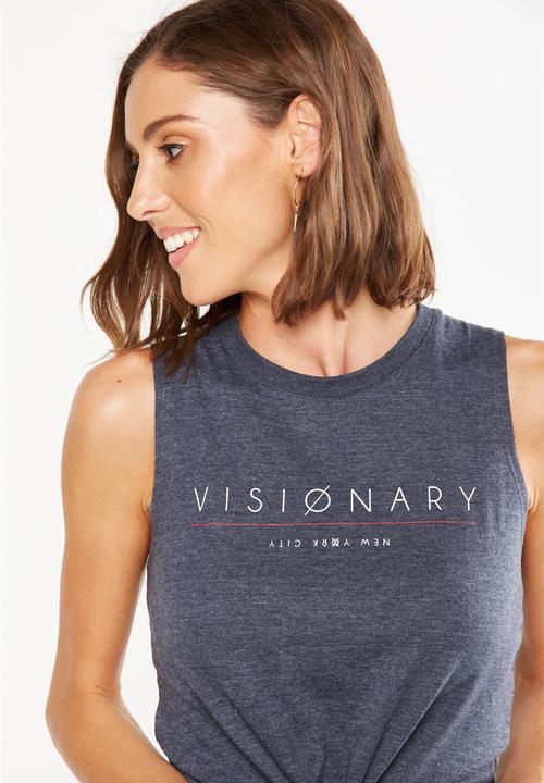 Cotton On - Tbar maeve tie front tank - blue