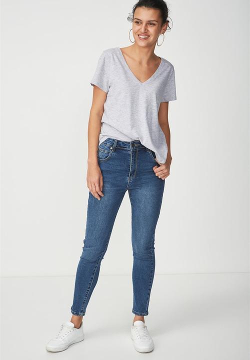 Cotton On - The deep v-neck tee - grey 