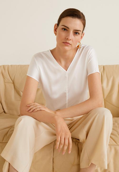 MANGO - Contrasting blouse - white