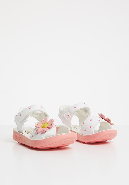 Pop Candy - Flower detailed sandal - white & pink 