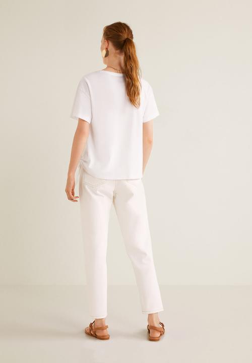 MANGO - Bow detail T-shirt - white