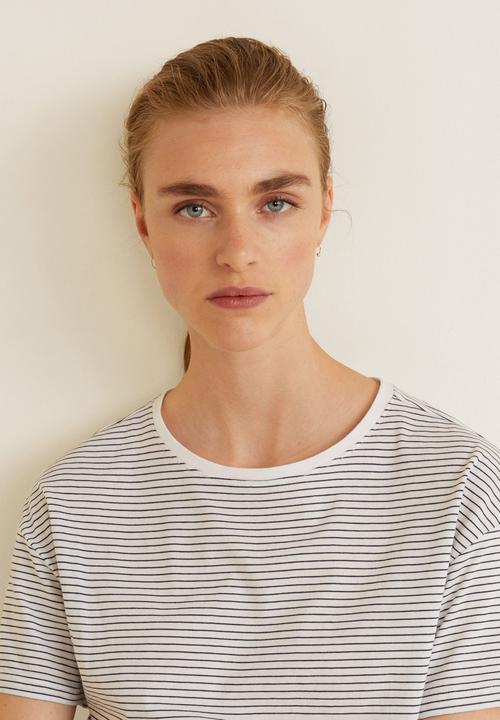 MANGO - Bow detail T-shirt - navy & white