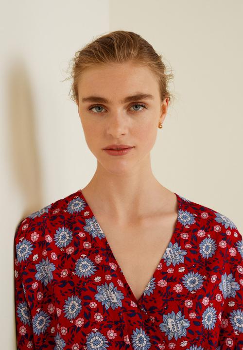 MANGO - Floral print maxi dress - red