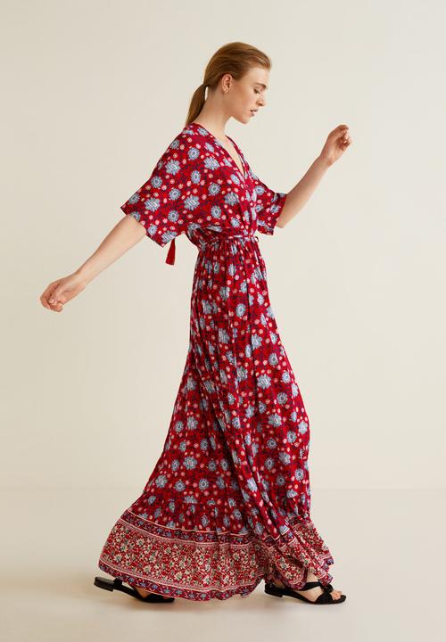 MANGO - Floral print maxi dress - red