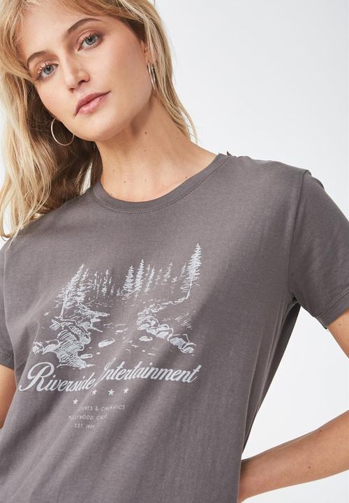Cotton On - Tbar fox graphic tee - grey