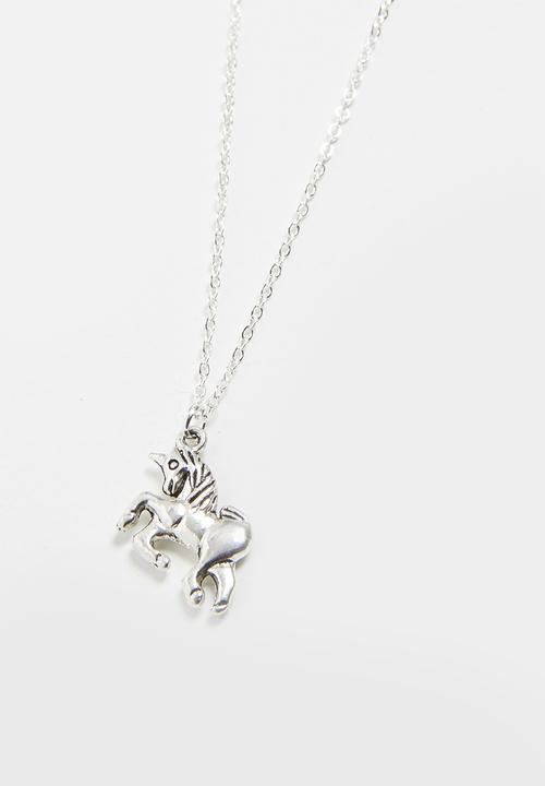 Jewels and Lace - Unicorn pendent necklace - silver