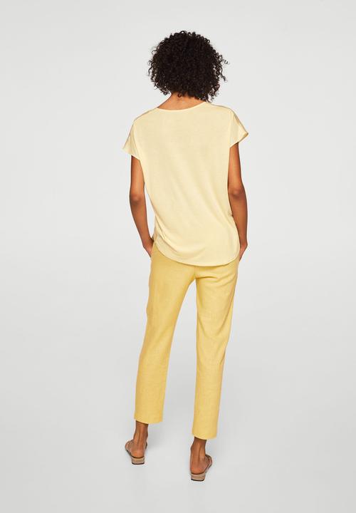 MANGO - V-neck blouse - yellow