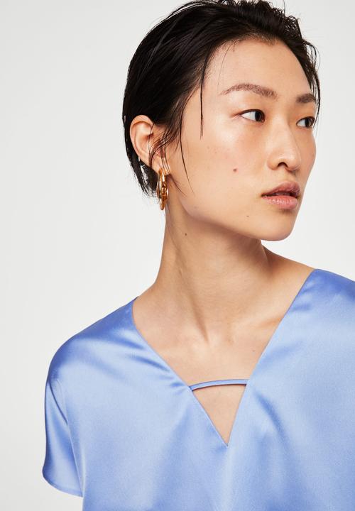 MANGO - V-neck blouse - blue