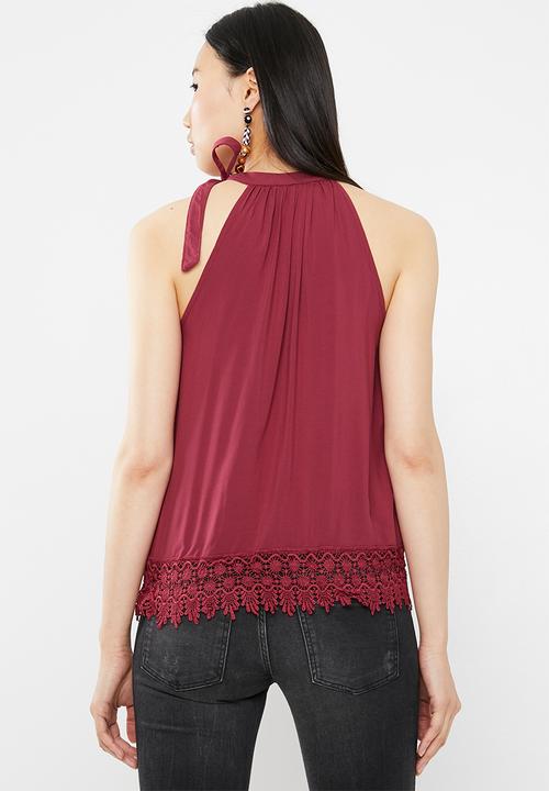 ONLY - Julie sleeveless woven top - red