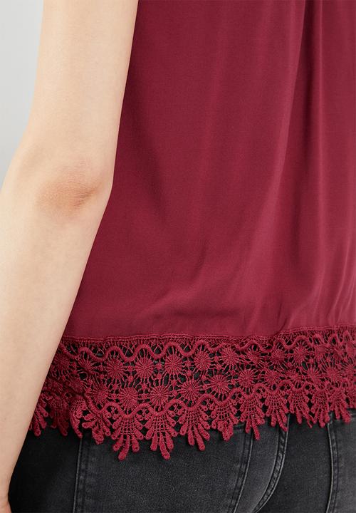 ONLY - Julie sleeveless woven top - red