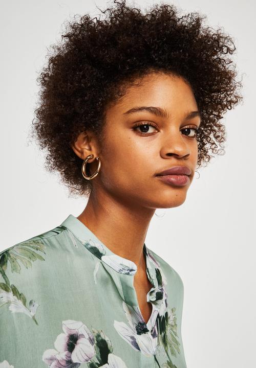 MANGO - Floral print blouse - green