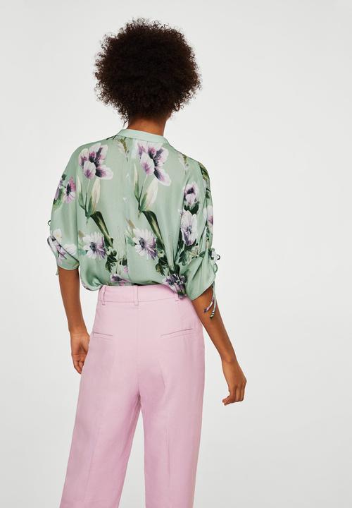 MANGO - Floral print blouse - green