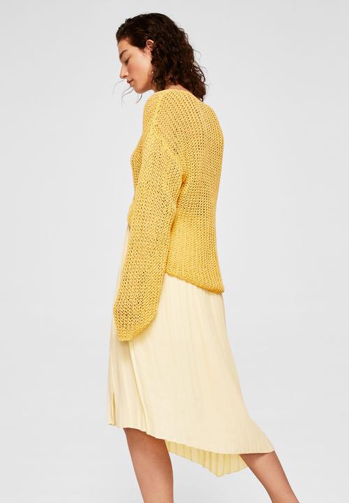 MANGO - Pleated midi skirt - yellow