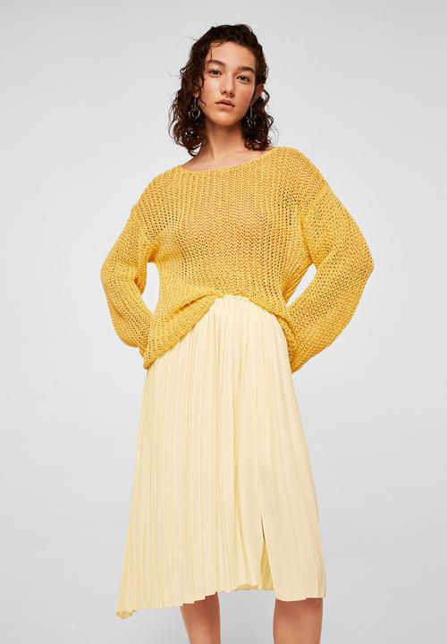 MANGO - Pleated midi skirt - yellow