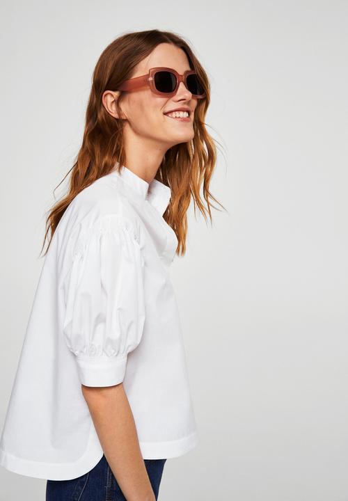 MANGO - Puffed sleeves shirt - white