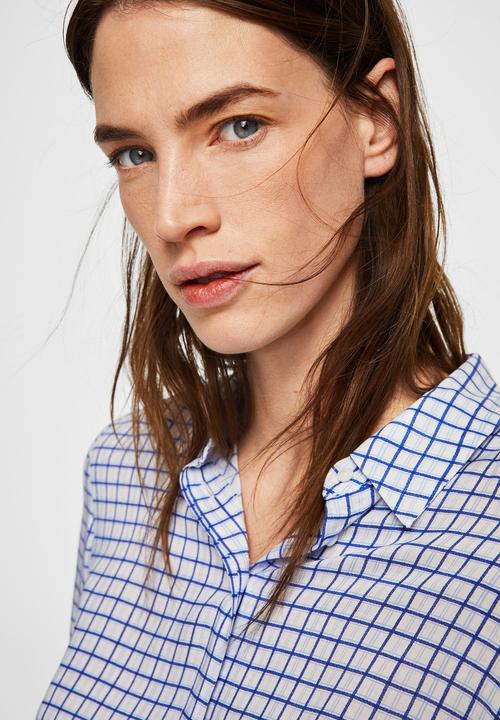 MANGO - Printed flowy shirt - navy & white