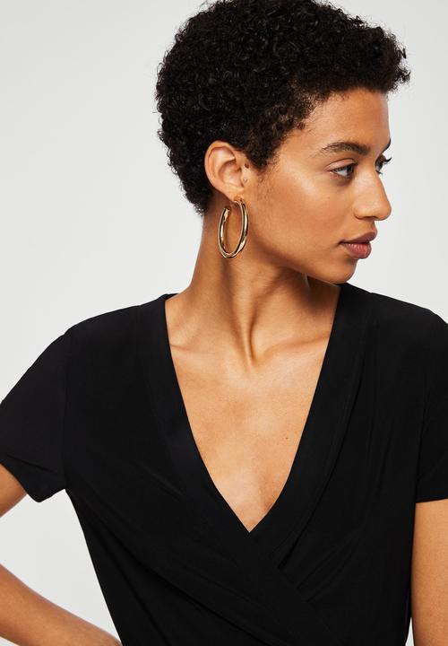 MANGO - Bow wrap dress - black