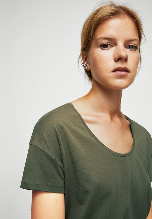 MANGO - Organic cotton T-shirt - green