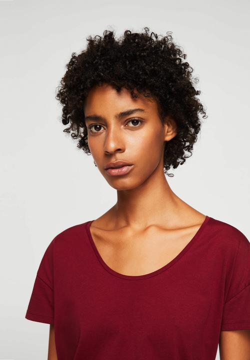 MANGO - Organic cotton T-shirt - maroon