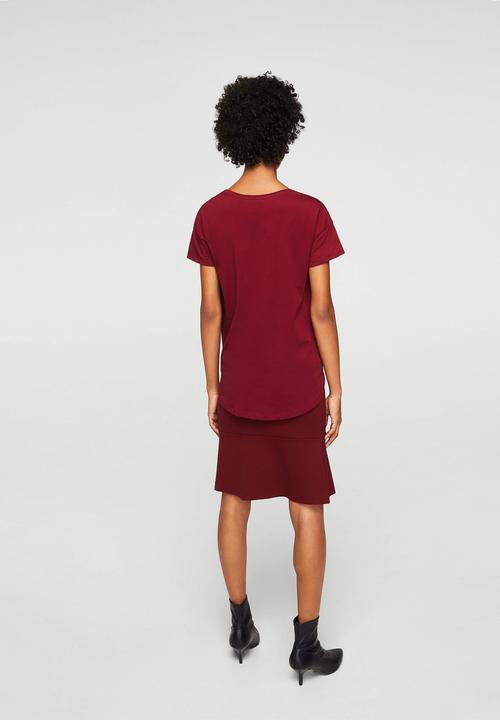 MANGO - Organic cotton T-shirt - maroon