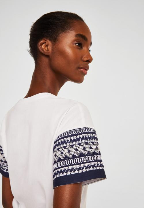 MANGO - Embroidery detail tee - white