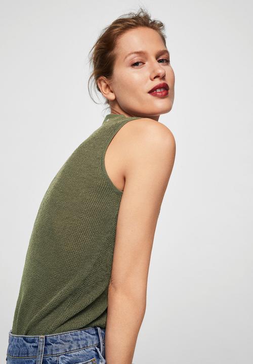 MANGO - Fine knit top - green
