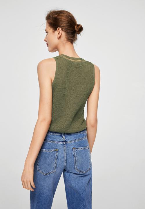 MANGO - Fine knit top - green