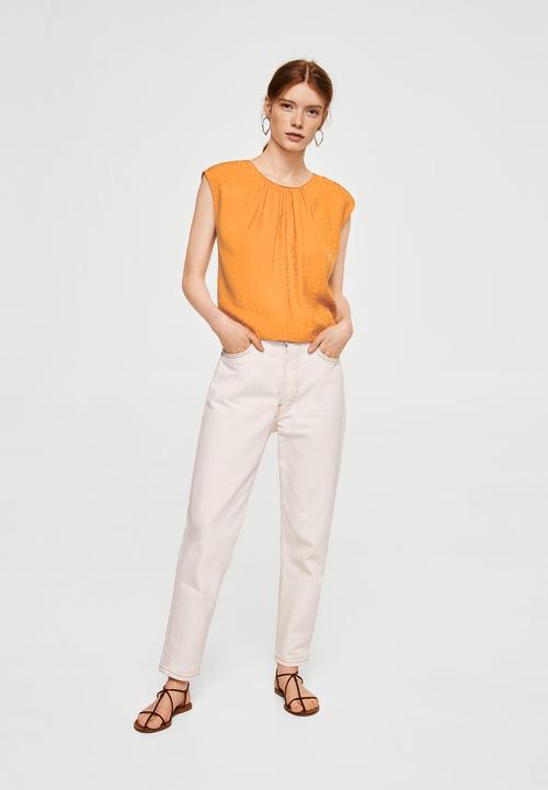 MANGO - Bow leopard-print blouse - orange
