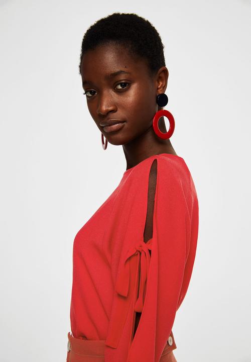 MANGO - Lace flowy blouse - red