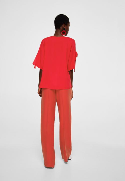 MANGO - Lace flowy blouse - red