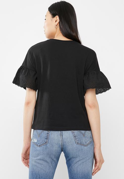 Jacqueline de Yong - Diana anglaise top - black