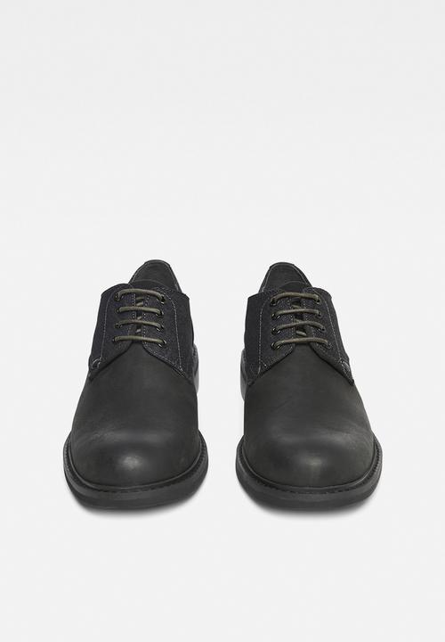 G-STAR - Warth derby leather denim mix - black 