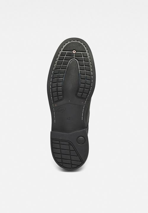 G-STAR - Warth derby leather denim mix - black 
