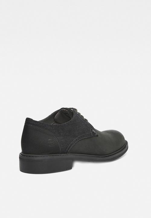 G-STAR - Warth derby leather denim mix - black 
