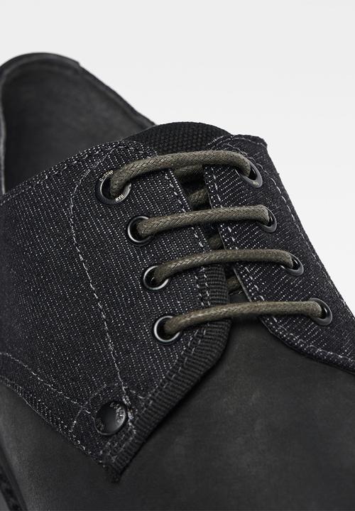 G-STAR - Warth derby leather denim mix - black 