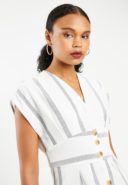 STYLE REPUBLIC - Front button dress - navy & white