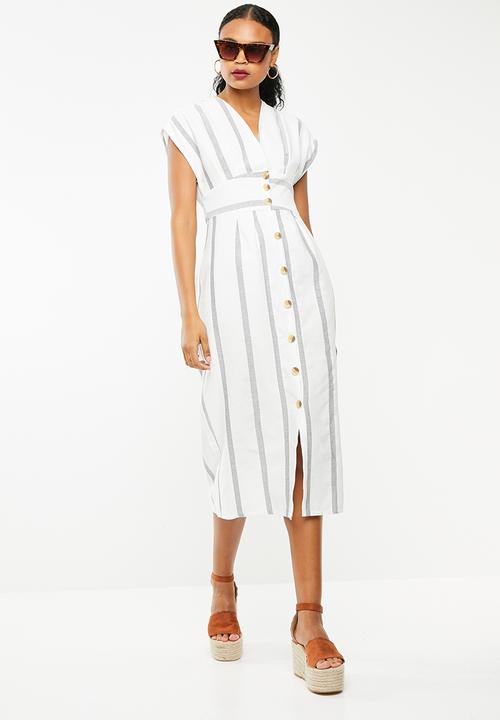 STYLE REPUBLIC - Front button dress - navy & white