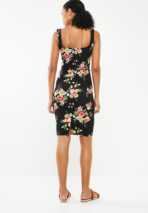 STYLE REPUBLIC - Square neckline bodycon dress - black