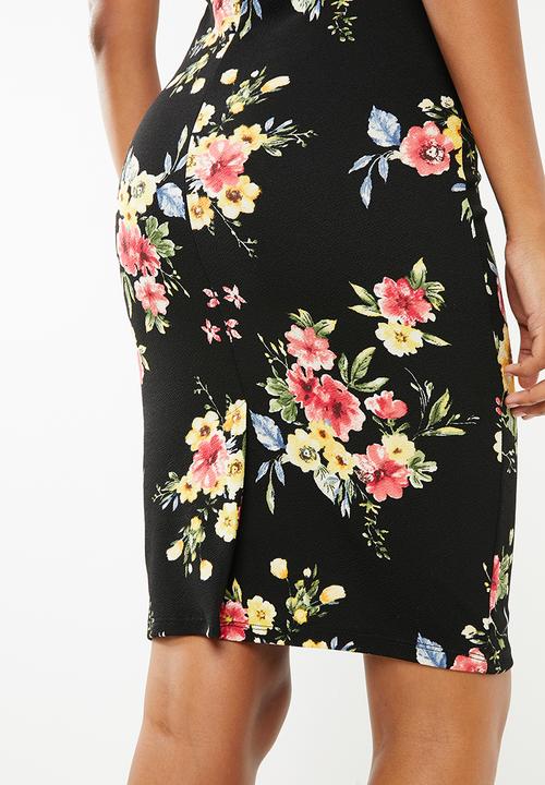 STYLE REPUBLIC - Square neckline bodycon dress - black